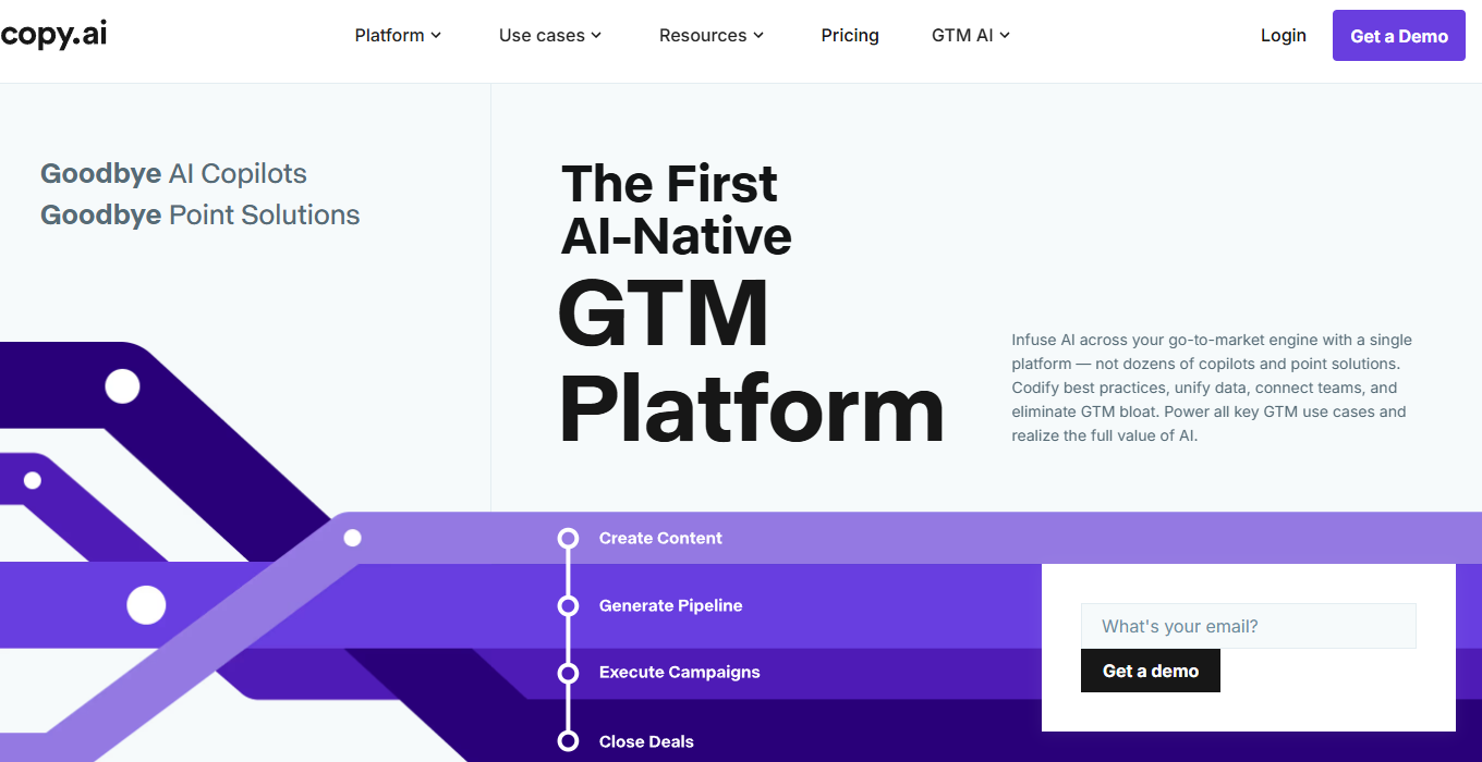 Copy.ai section about replacing the GTM stack