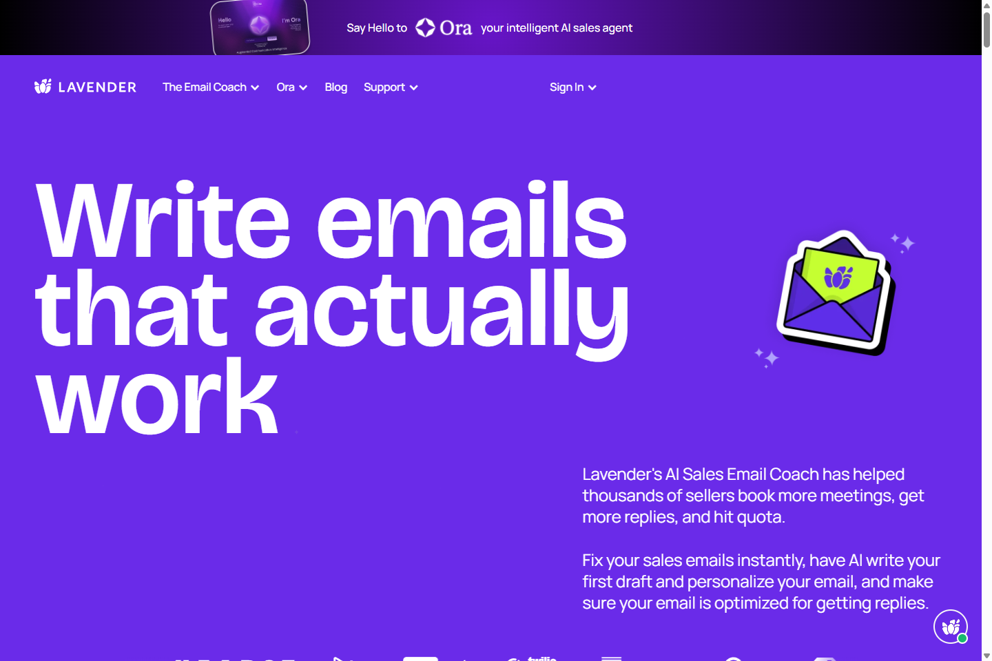 Lavender Coach Overview page with AI Sales Email Coach positioning