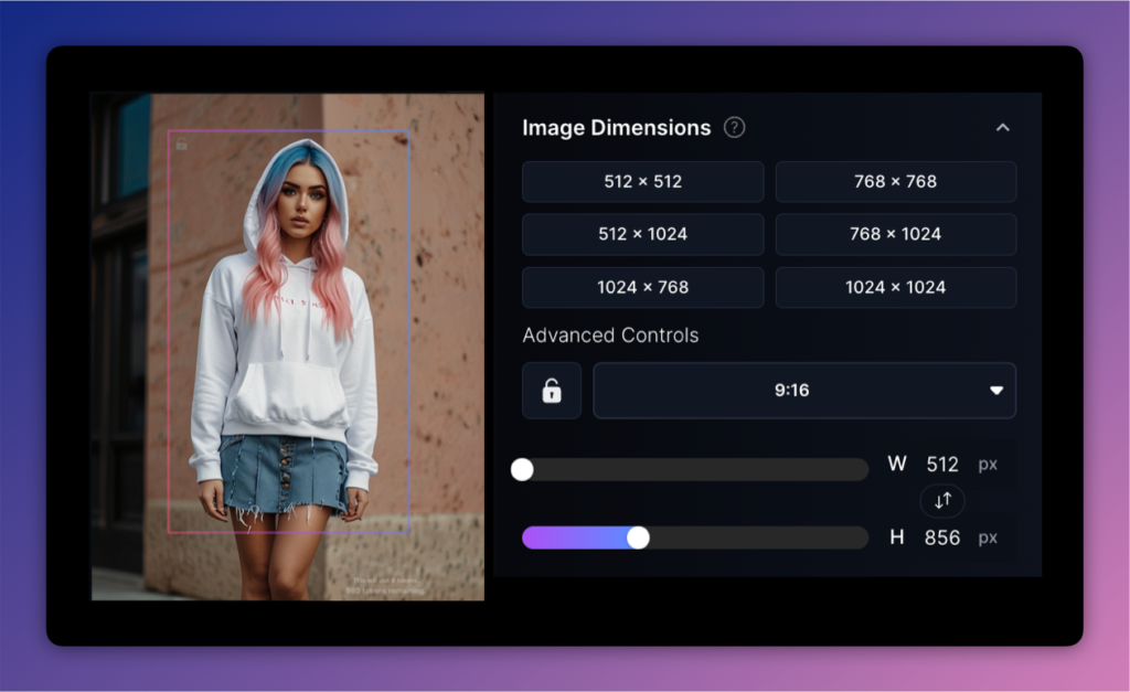 Leonardo.ai Canvas with format controls and editing area