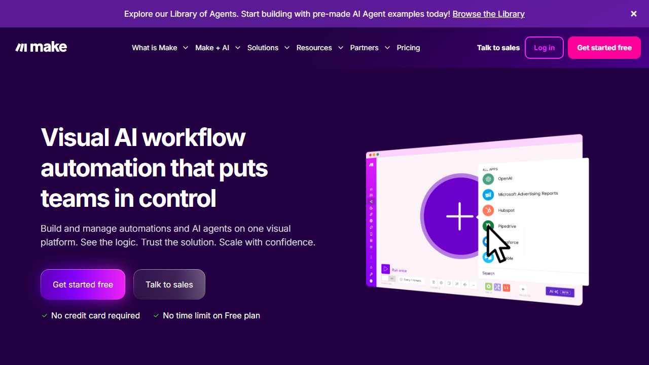 Make homepage showing the visual automation interface
