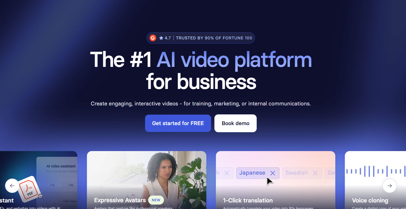 Synthesia section about AI video creation platform
