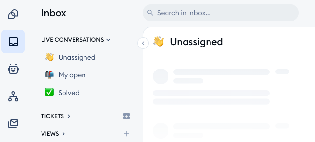 Tidio inbox with the conversation queue